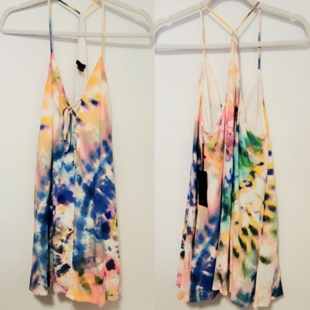 NWT Forever 21 Festival Tie Dye Lace Up Dress Top Boho Free People Style